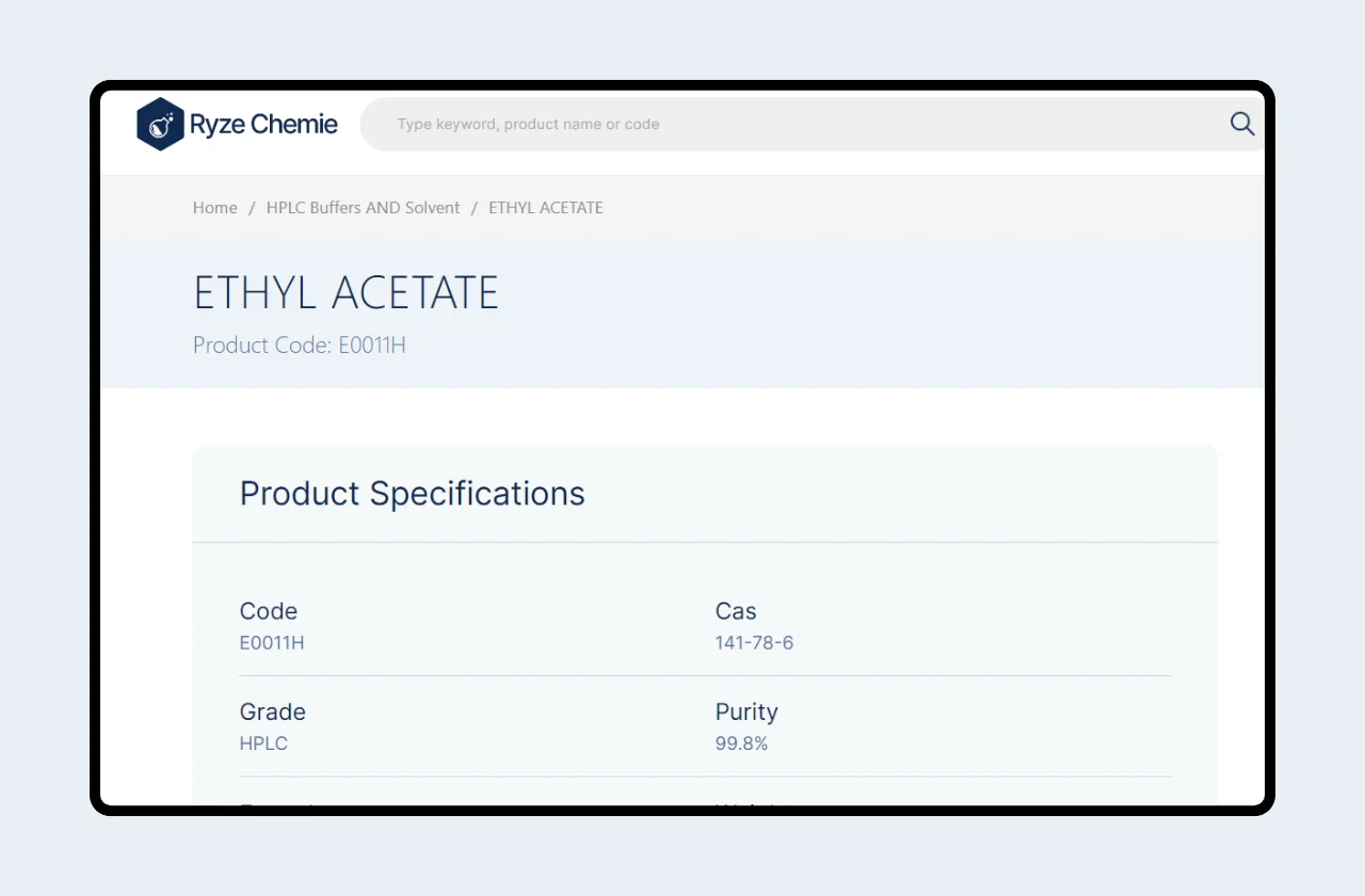 Select the Desired Ethyl Acetate as per your requirement