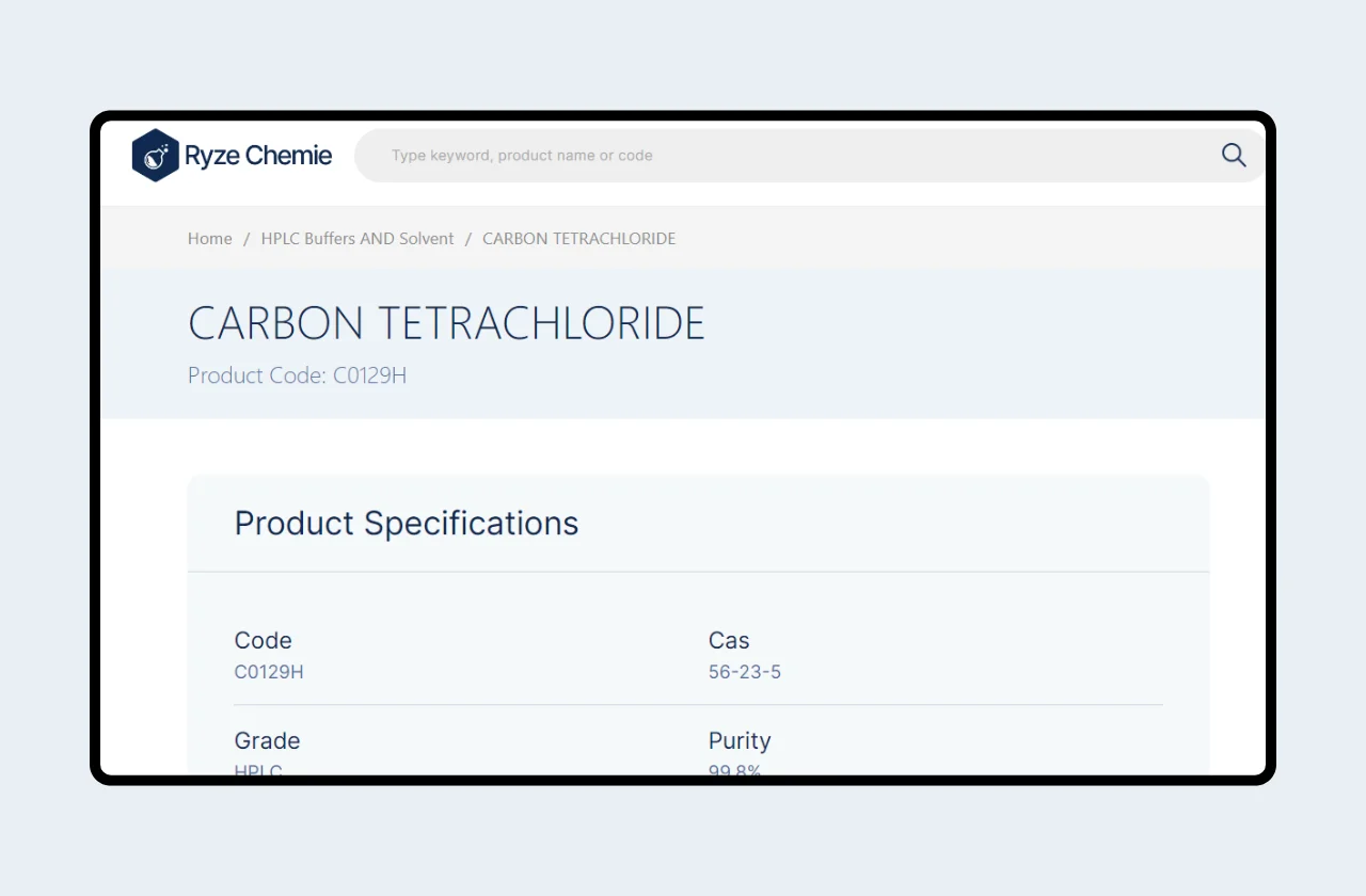 Select the Desired Carbon Tetrachloride as per your requirement